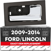 T1A Interior Front or Rear Driver Door Handle - Compatible with 2009-2014 Ford F-150, 09-14 Ford Lobo, 10-14 Lincoln Mark LT - Chrome, Gray - OEM CL3Z-1522601-GA, 9L3Z-1522601-CB, 90826, FO1352152 - Driver Side - Gray/Chrome Handle