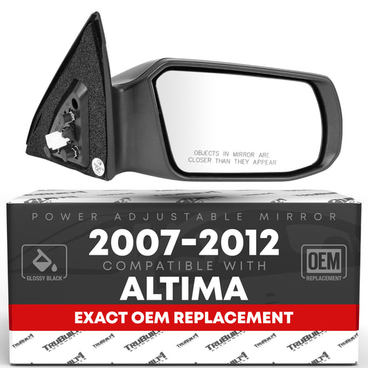Nissan Altima Mirror Replacement, Passenger Side - Non-Foldable, Convex Glass, Smooth Black Housing - Passenger Side Mirror