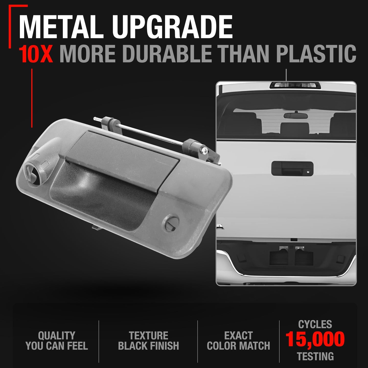 2007-2013 Toyota Tundra Tailgate Handle Assembly Replacement Upgraded Metal - Exterior Tailgate Latch Textured Black - Upgraded Metal Handle