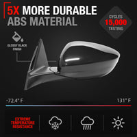 2018-2022 Honda Accord Driver Side Mirror Replacement Powered Manual Fold Flat Glass Smooth Black - Driver Side Mirror