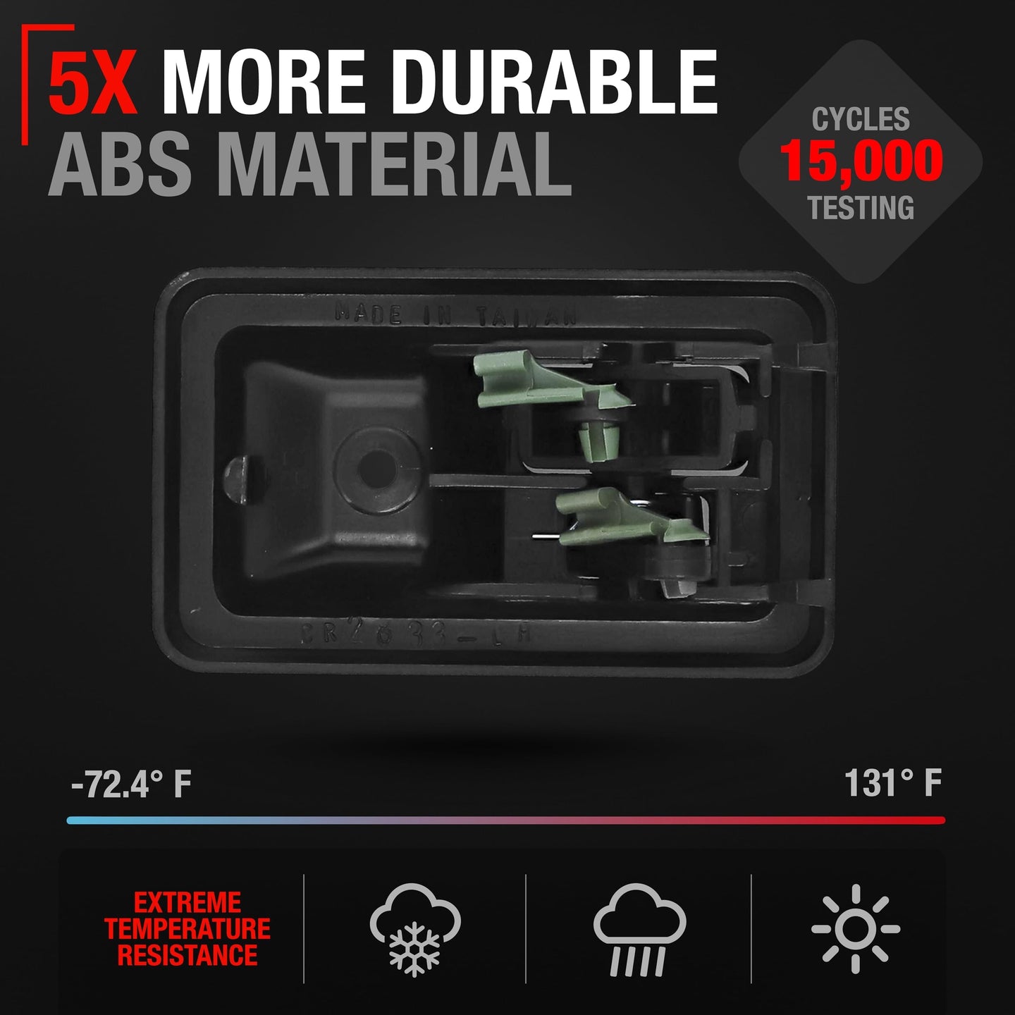 2003-2006 Jeep Wrangler Interior Front Driver Door Handle Replacement - Textured Black Plastic - Driver Door Handle