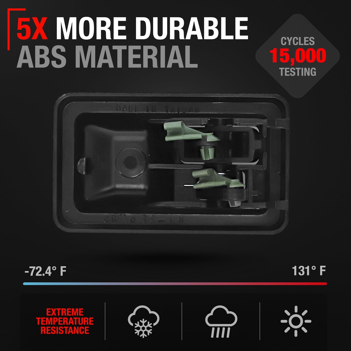 2003-2006 Jeep Wrangler Interior Front Driver Door Handle Replacement - Textured Black Plastic - Driver Door Handle