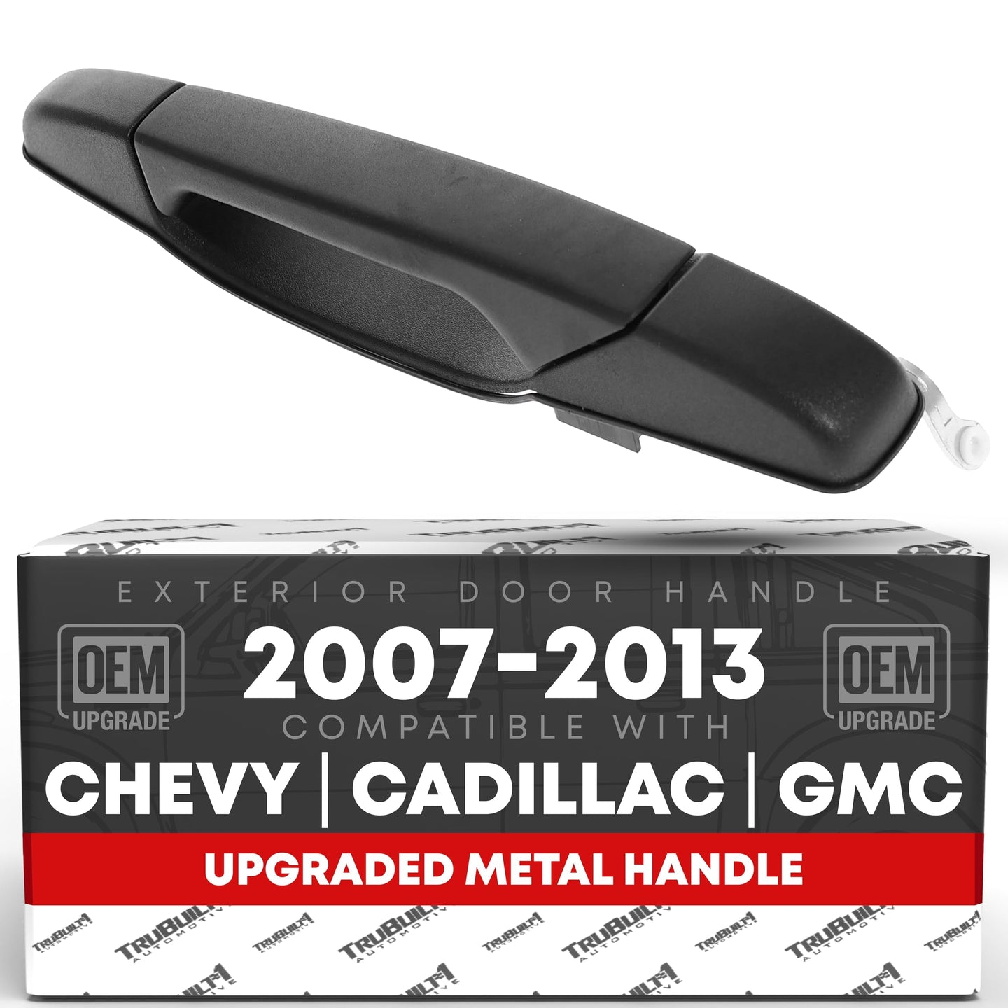 T1A Exterior Rear Driver Door Handle, Upgraded Metal - Compatible with 2007-2014 Chevrolet Silverado 1500 2500 3500; 07-14 GMC Sierra 1500 2500 3500; Cadillac Escalade - Textured Black - OEM 15757230 - Rear Driver Side Handle