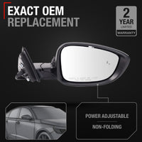 Passenger Side Power Side View Mirror with Integrated Turn Signal - Compatible with 2023-2025 Honda Accord - Power Adjust, Turn Signal, Manual Folding - Paintable Textured Black - OEM 76208-30B-A01 - Passenger Side Mirror