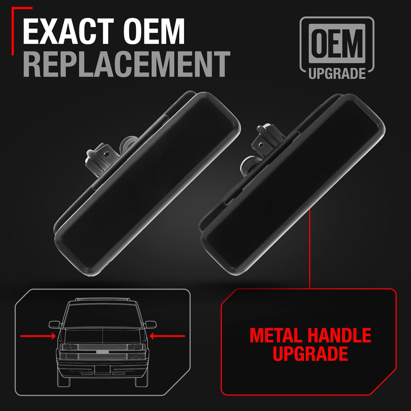 1992-2005 Chevrolet Astro GMC Safari Exterior Front Driver & Passenger Door Handle Set - Smooth Finish Metal - Driver + Passenger Front Handle