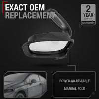 Driver Side Power Adjustable Side View Mirror - Compatible with 2014-2015 Honda Civic - Power Adjust, Non-Heated, Manual Folding - Paintable Textured Black Housing - OEM 76258TR4C01-PFM - Driver Side Mirror