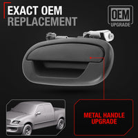 1997-2003 Ford F-150; 1997-1999 Ford F-250; 1998-2003 Ford Lobo Exterior Front Driver Door Handle, Upgraded Metal - Textured Black w/ Keyhole - Front Driver Side Handle