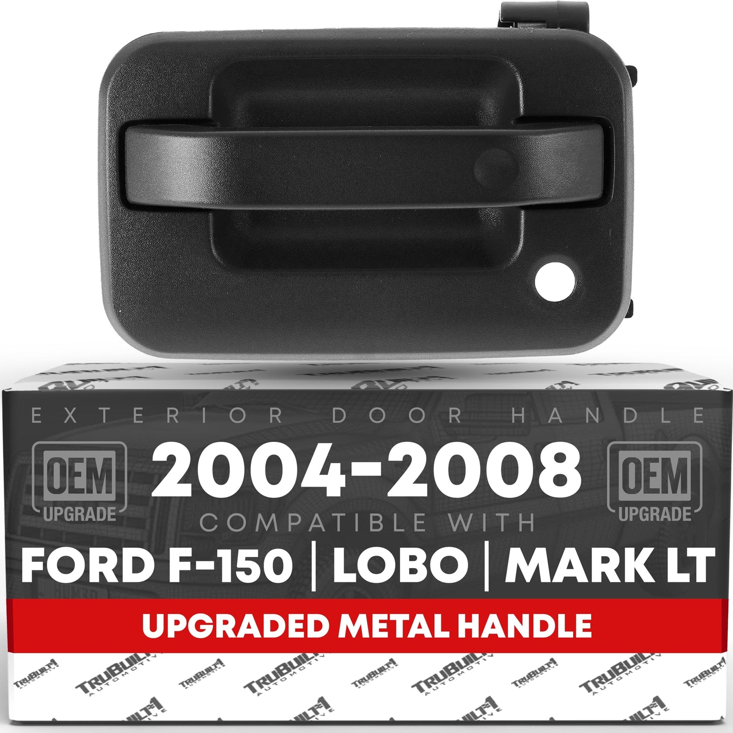 2004-2014 Ford F-150 Lobo Lincoln Mark LT Exterior Front Driver Door Handle, Upgraded Metal - Textured Black with Keyhole - Front Driver Side Handle