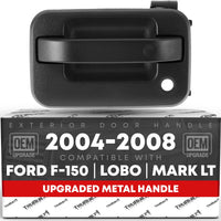 2004-2014 Ford F-150 Lobo Lincoln Mark LT Exterior Front Driver Door Handle, Upgraded Metal - Textured Black with Keyhole - Front Driver Side Handle