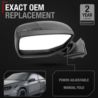Driver Side Power Adjustable Side View Mirror - Compatible with 2008-2012 Honda Accord - Power Adjust, Non-Heated, Manual Folding - Paintable Textured Black Housing - OEM 76258TA5A01 - Driver Side Mirror
