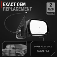 2013-2016 Honda Accord 4D Passenger Side Mirror Replacement - Powered Adjustment, Manual Fold, Convex Glass - Smooth Black - Passenger Side Mirror