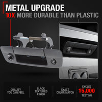 2009-2012 Dodge Ram Tailgate Handle Latch Replacement, Upgraded Metal - Textured Black with Keyhole Camera Hole