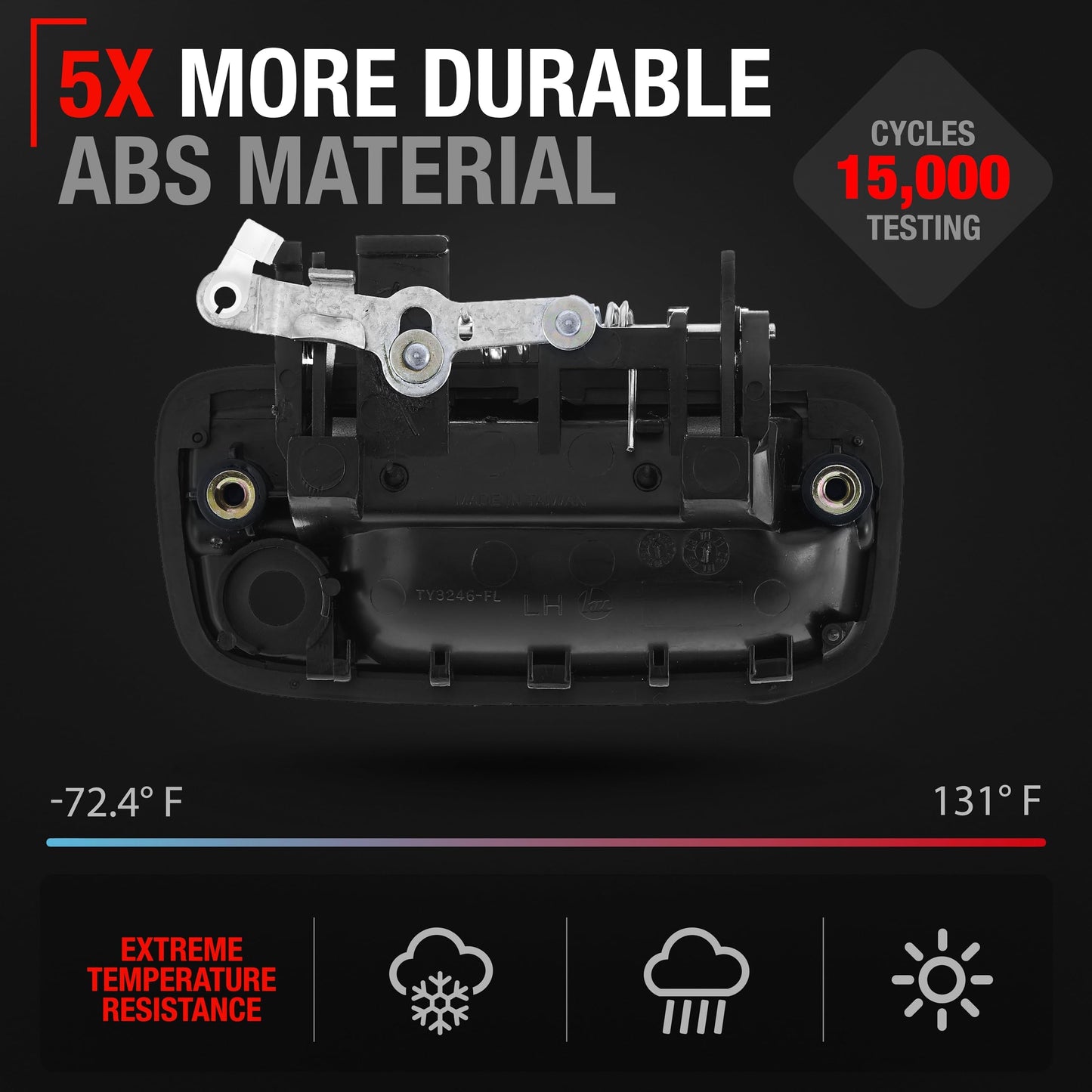 1995-2004 Toyota Tacoma Exterior Front Driver Door Handle Replacement - Smooth Black Plastic - Driver Handle (Plastic)