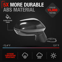 2020-2022 Toyota Corolla Passenger Side Mirror Replacement Powered Manual Fold Heated Convex Glass Smooth Black - Passenger Side Mirror