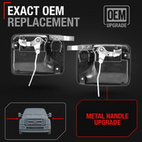 1999-2016 Ford F-Super Duty Exterior Front Driver and Passenger Door Handle Replacement - Upgraded Metal Textured Black - Front Left/Right Doors