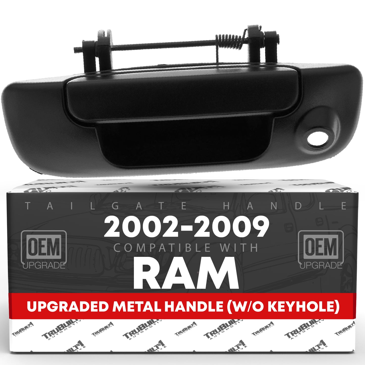 2002-2008 Dodge Ram 1500, 2003-2009 Ram 2500, 3500 Tailgate Handle Assembly, Upgraded Metal - Textured Black w/ Camera Hole - Texture Tailgate Handle