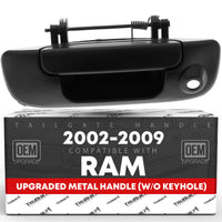 2002-2008 Dodge Ram 1500, 2003-2009 Ram 2500, 3500 Tailgate Handle Assembly, Upgraded Metal - Textured Black w/ Camera Hole - Texture Tailgate Handle