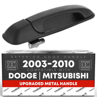 2002-2010 Dodge Ram 1500, 2500, 3500, 4500, 5500; Dakota, Durango; Mitsubishi Raider Exterior Rear Passenger Door Handle, Upgraded Metal - Textured Black