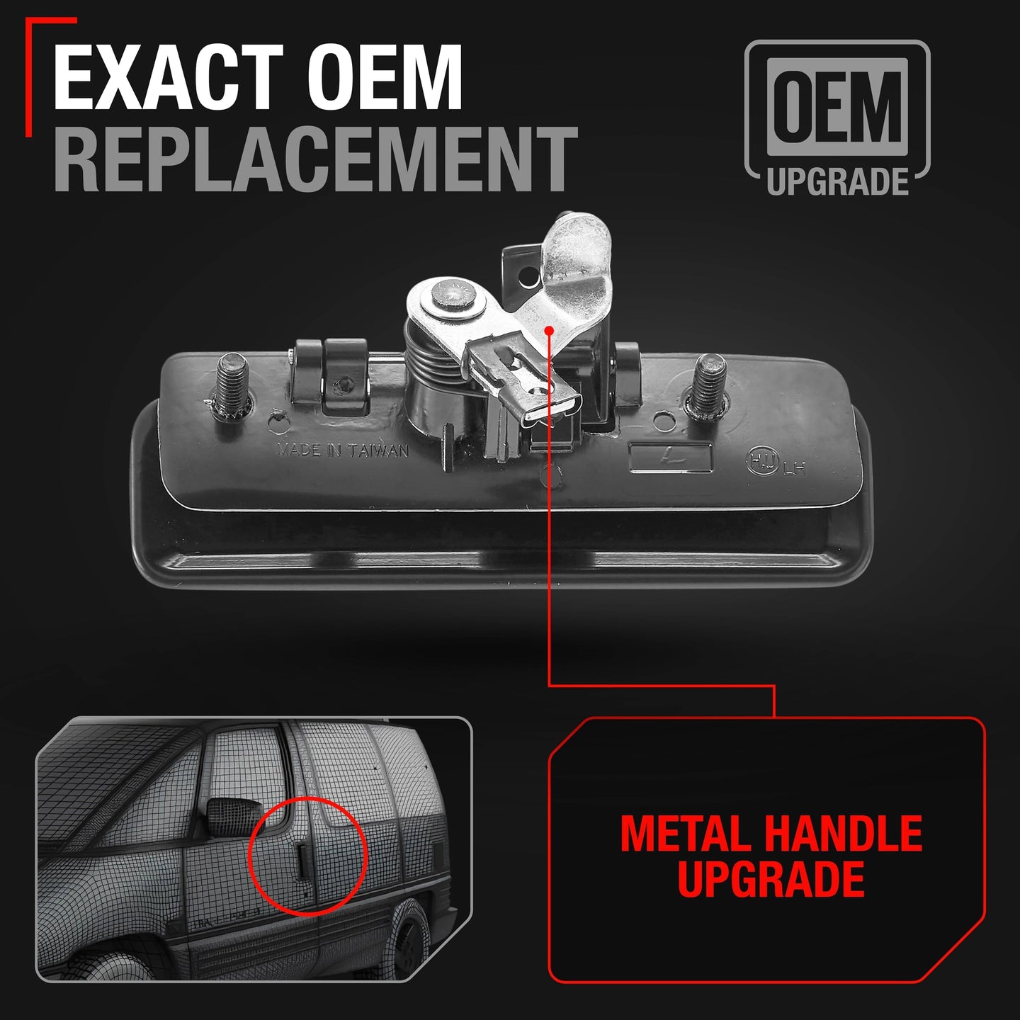 1985-1992 Chevrolet Astro GMC Safari 1990-1996 Pontiac Trans Sport Oldsmobile Silhouette Lumina Exterior Front Driver & Passenger Door Handle - Metal - Driver + Passenger Front Handle