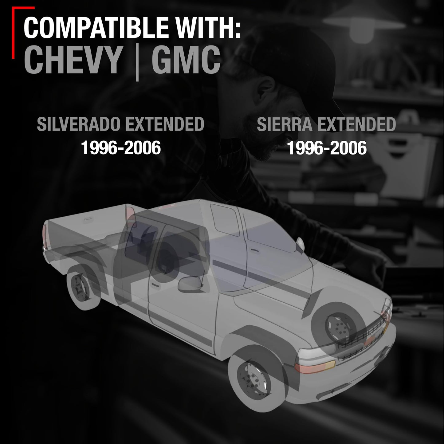 1999-2006 Chevrolet Silverado 1500 2500 3500 HD GMC Sierra 1500 2500 3500 HD Extended Cab Rear Passenger Door Handle Upgraded Metal - Chrome Black - Rear Passenger Side Handle