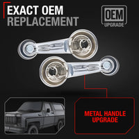 1965-1996 Buick Oldsmobile Chevrolet GMC Cadillac Pontiac Window Crank Handle Set Front/Rear Driver & Passenger - Chrome with Black Knob