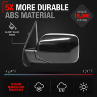 2018-2024 Toyota Camry Driver Side Mirror - Powered Adjustment, Heated, Turn Signal, Blind Spot Detection, Manual Folding, Flat Glass - Black - Driver Side Mirror