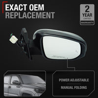 Passenger Side Heated Side View Mirror with Integrated Turn Signal - Compatible with 2016-2022 Toyota Tacoma - Power Heated, Turn Signal, Manual Folding - OEM 8791004240-PFM - Passenger Side Mirror