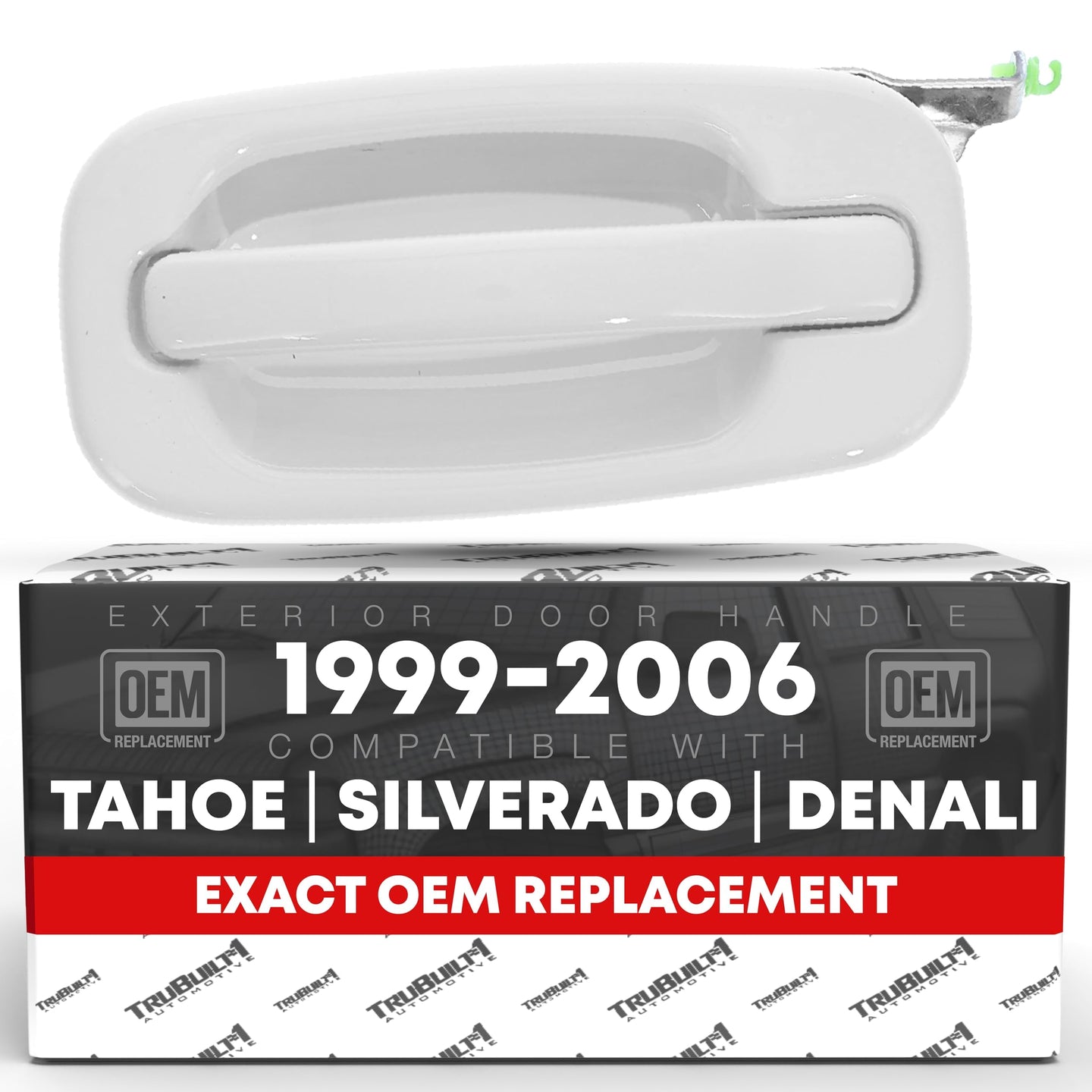 Exterior Rear Driver Door Handle - Compatible with 1999-2006 Chevrolet Silverado, Suburban, Tahoe; 1999-2006 GMC Sierra, Yukon - Olympic White - OEM 15029899-GAZ, 80114 - Rear Driver Door Handle