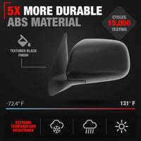 2005-2011 Toyota Tacoma Driver Side Mirror Replacement - Manual Adjustment Manual Folding Flat Glass with English Warning Textured Black - Driver Side Mirror