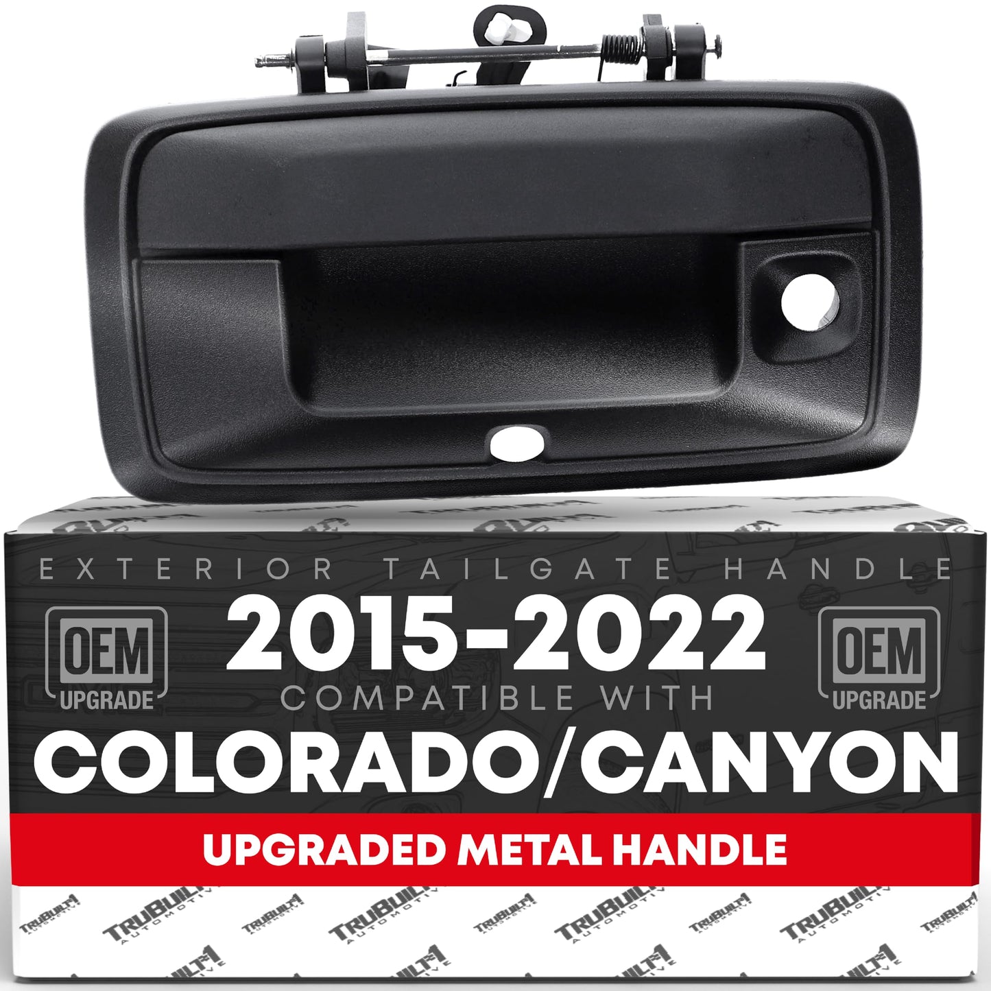 Chevrolet Colorado GMC Canyon Tailgate Handle - Upgraded Metal - Textured with Keyhole & Camera Hole - Black Metal Tailgate