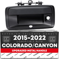 Chevrolet Colorado GMC Canyon Tailgate Handle - Upgraded Metal - Textured with Keyhole & Camera Hole - Black Metal Tailgate