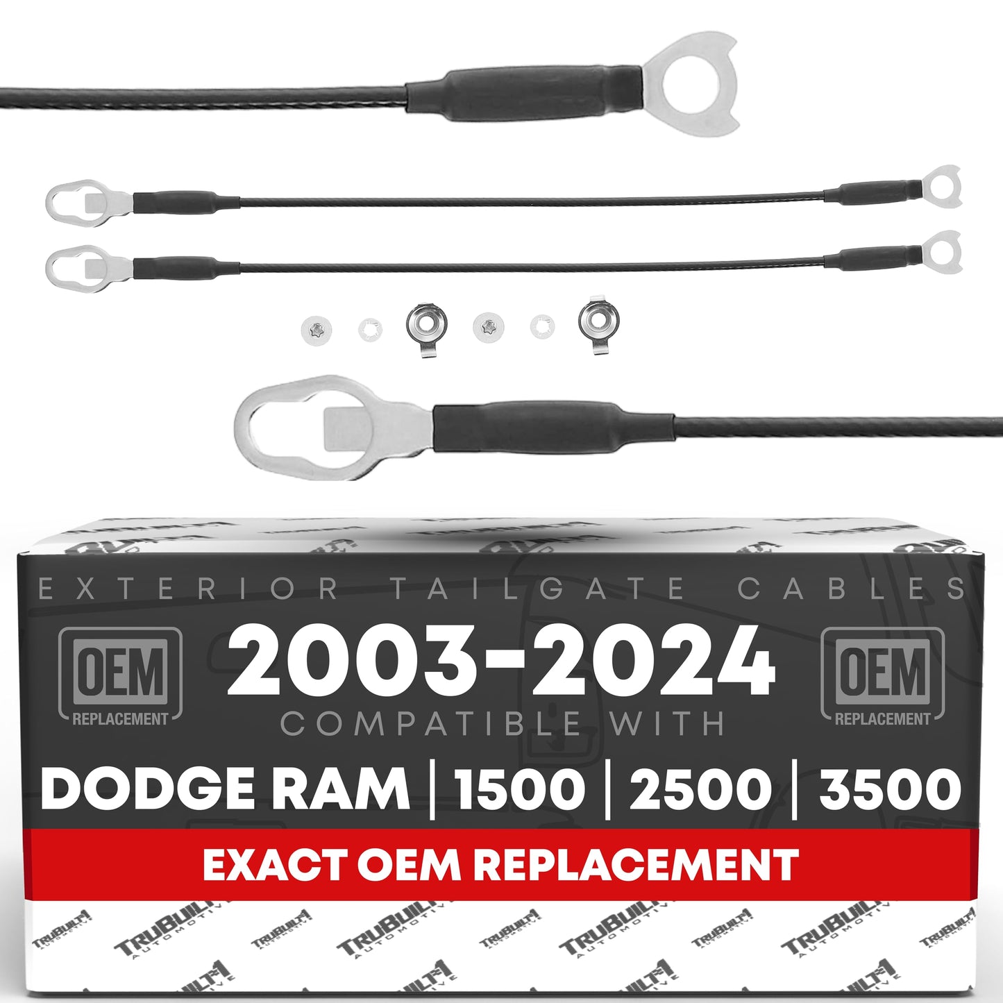 Dodge Ram Tailgate Cable Set - Rear Left & Right, 21-1/4" Metal Support Straps for 1500 2500 3500