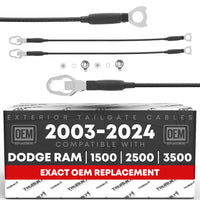 Dodge Ram Tailgate Cable Set - Rear Left & Right, 21-1/4" Metal Support Straps for 1500 2500 3500