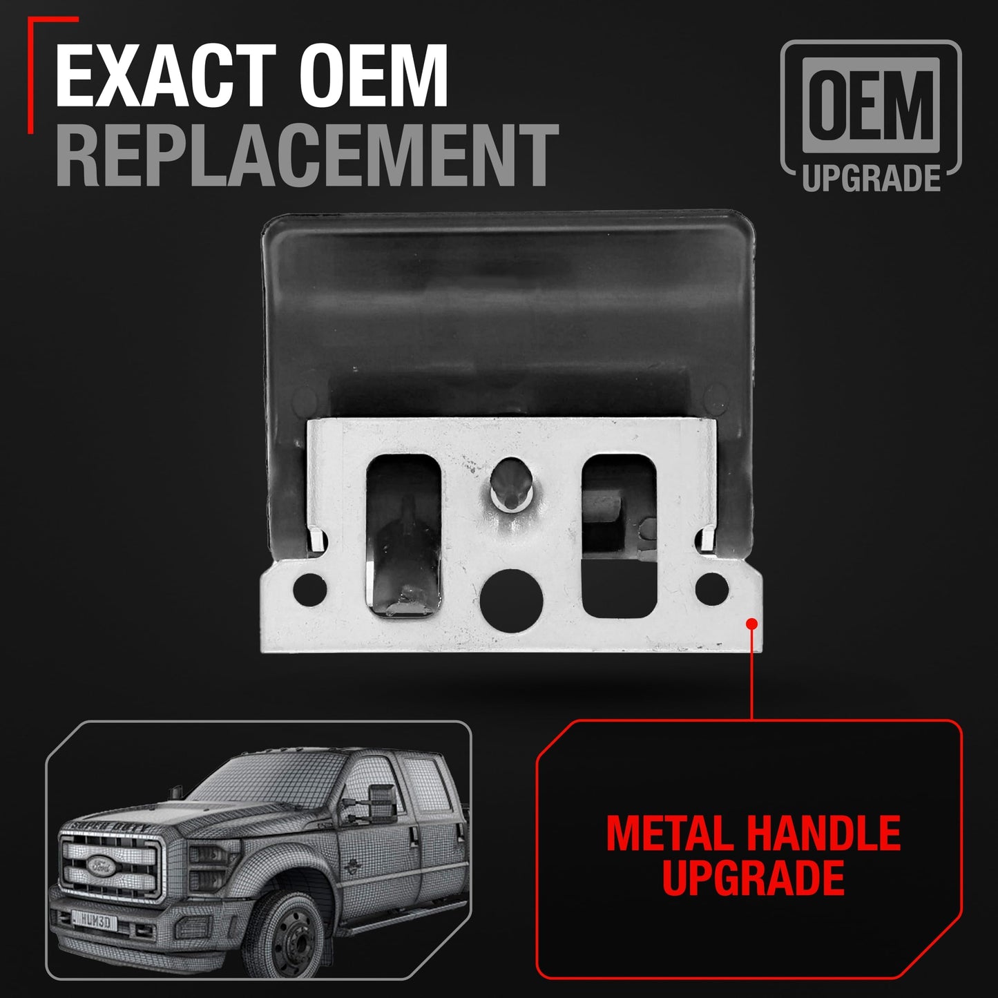 1999-2015 Ford F-Series Econoline Aerostar Interior Door Handle Upgraded Metal - Front or Rear Driver Side Textured Black - Front or Rear Driver Side Handle