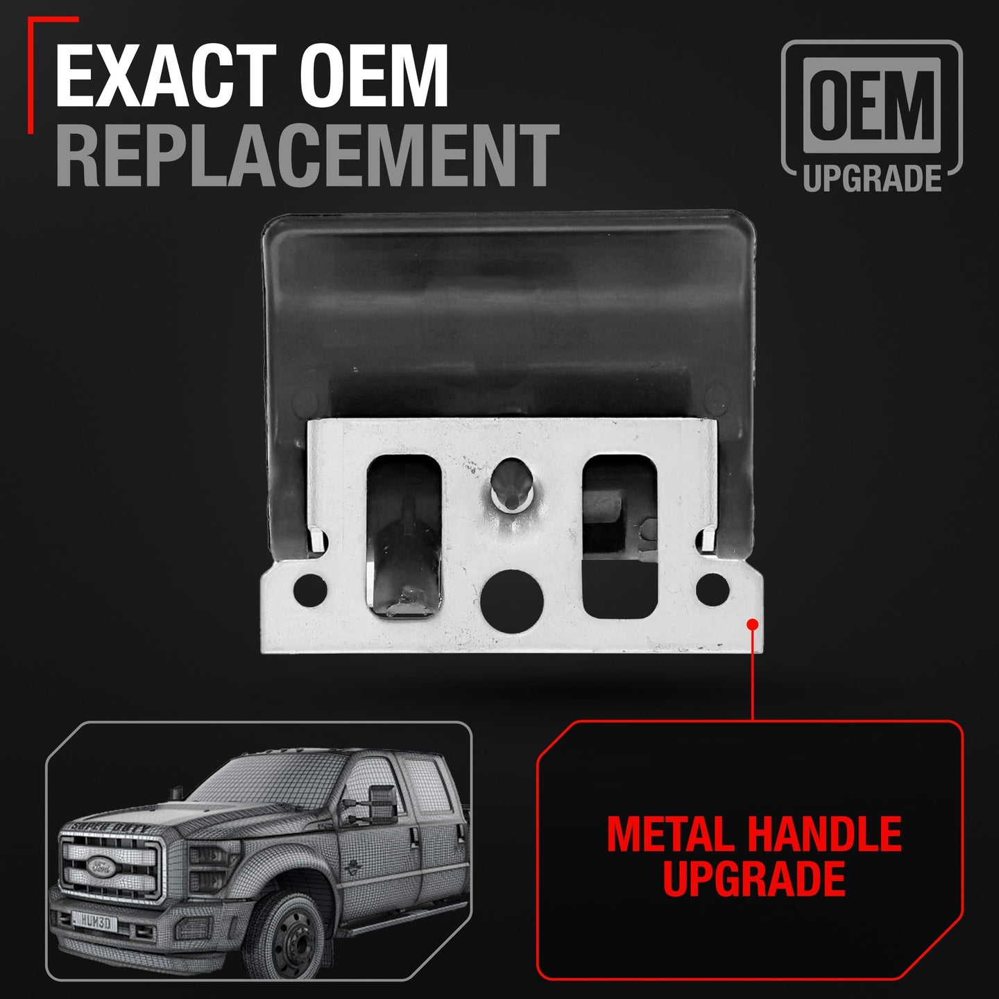 1999-2015 Ford F-Series Econoline Aerostar Interior Door Handle Upgraded Metal - Front or Rear Driver Side Textured Black - Front or Rear Driver Side Handle