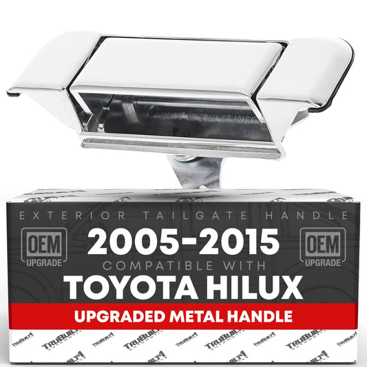 Toyota Hilux Tailgate Handle Latch, Upgraded Metal - All Chrome with Plastic Housing - Chrome Tailgate Handle