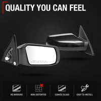 2007-2012 Nissan Altima Sedan Passenger Side Mirror Replacement Powered Adjustment Non-Foldable Convex Glass Smooth Black - Passenger Side Mirror