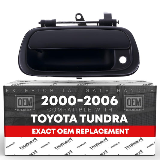 2000-2006 Toyota Tundra Tailgate Handle Assembly Replacement - Liftgate Latch with Keyhole Smooth Black Plastic