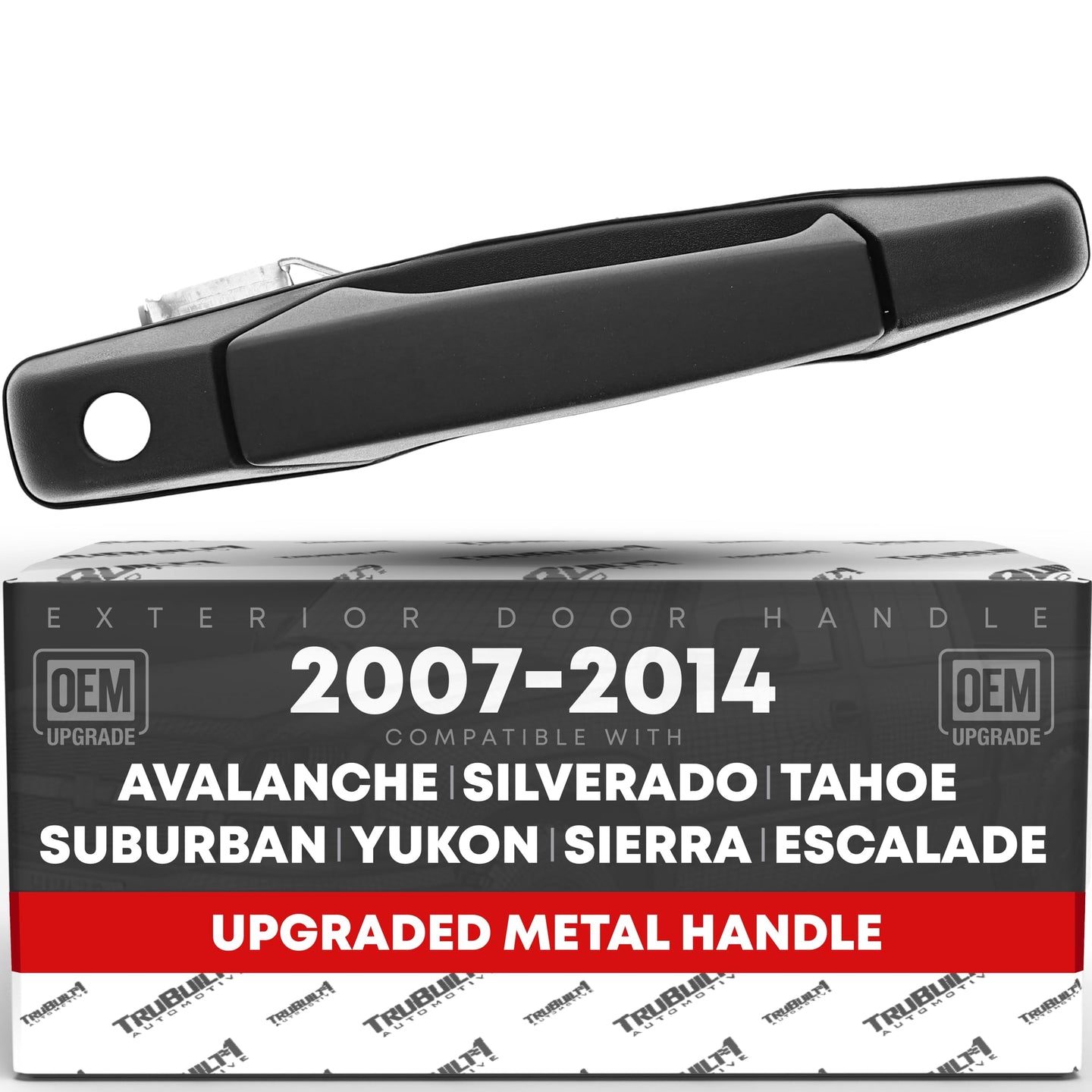 2007-2014 Chevrolet Silverado; 2007-2014 GMC Sierra 1500 2500 3500; Cadillac Escalade Exterior Front Passenger Door Handle, Upgraded Metal - Textured Black - Front Passenger Side Handle