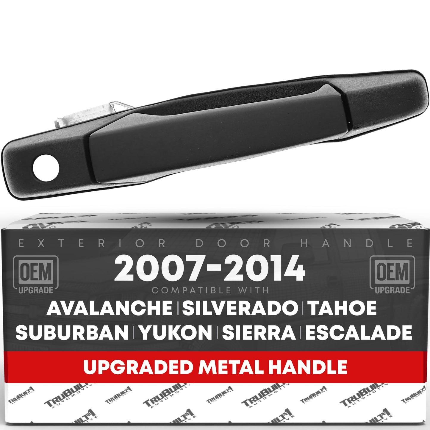 2007-2014 Chevrolet Silverado; 2007-2014 GMC Sierra 1500 2500 3500; Cadillac Escalade Exterior Front Passenger Door Handle, Upgraded Metal - Textured Black - Front Passenger Side Handle