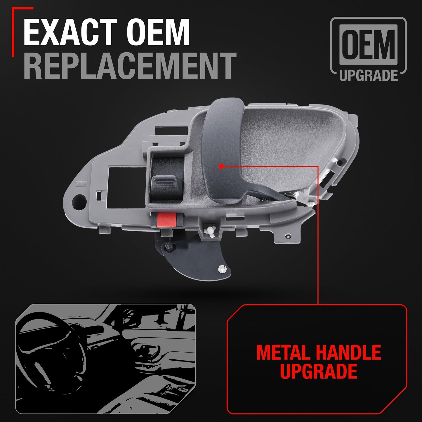 Chevy GMC C/K Suburban Interior Passenger Door Handle - Upgraded Metal - Gray - 1995-2002 - Front & Rear Right Side