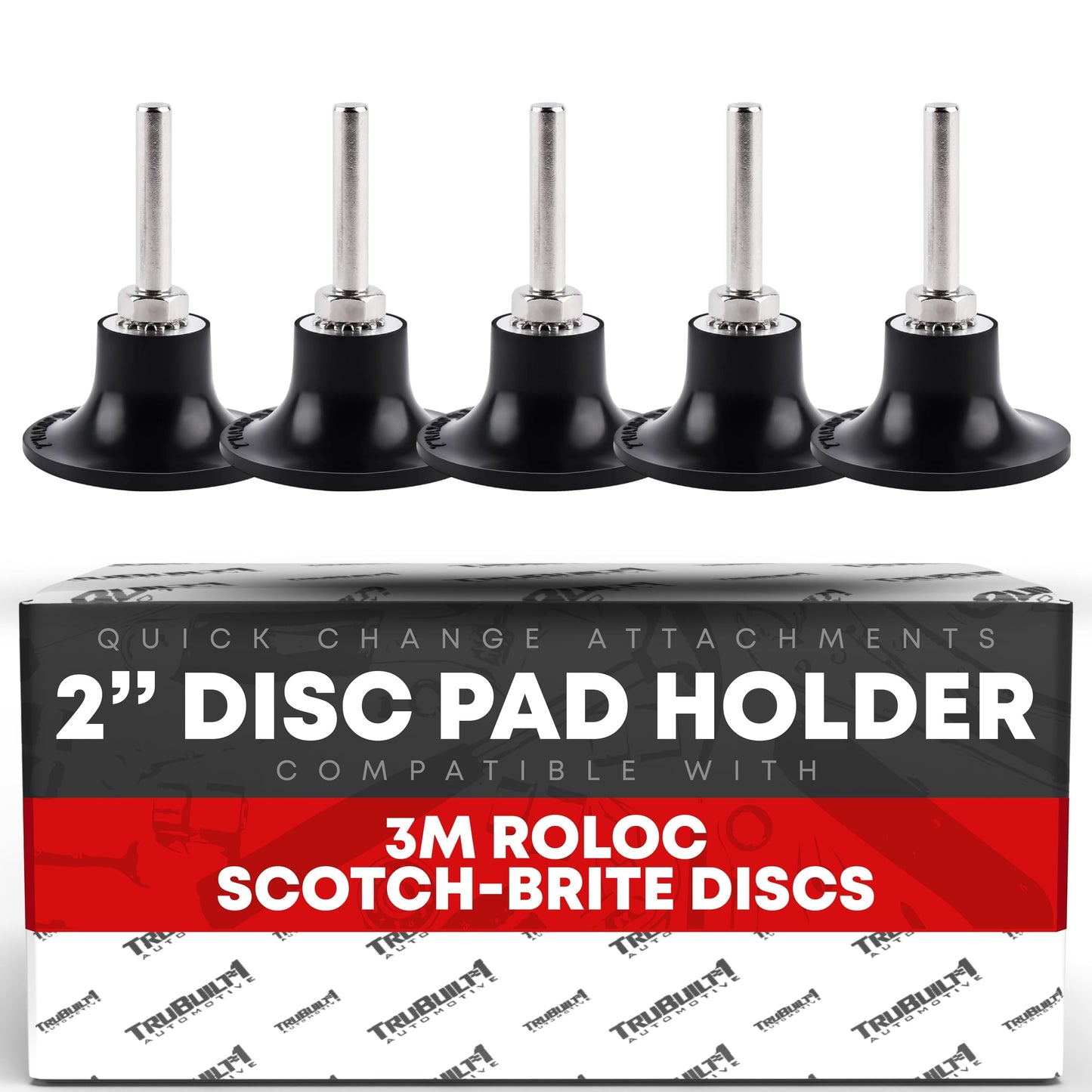 2-inch Conditioning Disc Pad Holder Assembly, Pack of 5-1/4'' Shank - Compatible with 3M ROLOC Scotch-Brite Brand Discs - Speed-Lok TR Quick-Change Attachment - ROLOC Pad 2" - 5 Pack