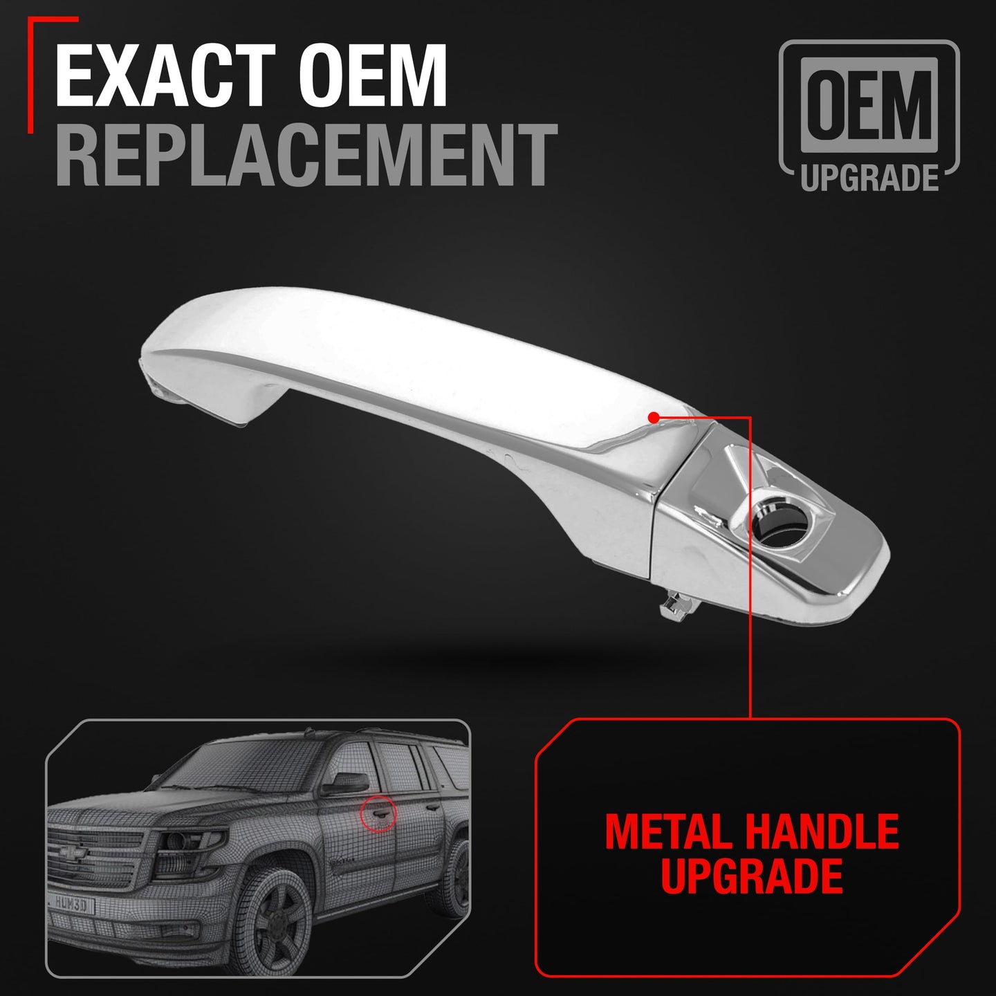 2015-2022 Chevrolet Colorado Front Driver Door Handle w/ Cover & Gasket, All Chrome - Front Driver Side Handle