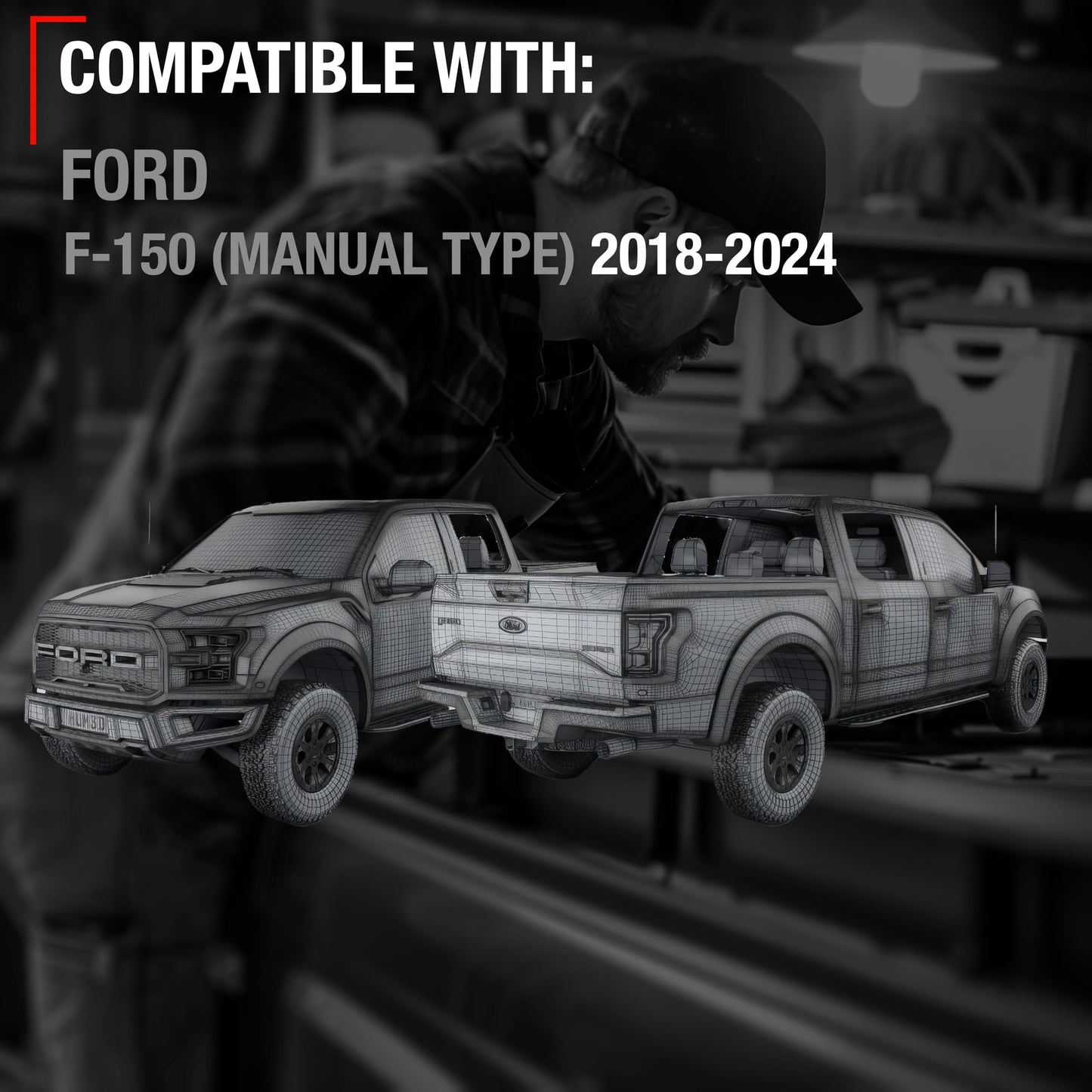 Ford F-150 Tailgate Handle - Upgraded Metal - Textured Black with Keyhole & Camera Hole - 2018-2024 - Texture Tailgate Handle