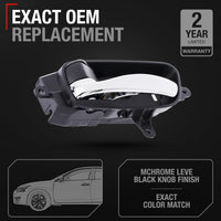 2013-2015 Nissan Altima Interior Front or Rear Driver Door Handle Replacement - Modern Chrome Lever and Black Knob Plastic - Driver Door Handle