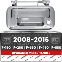 2008-2015 Ford F-150 F-Series Super Duty Lobo Tailgate Handle Latch, Upgraded Metal - All Chrome with Keyhole