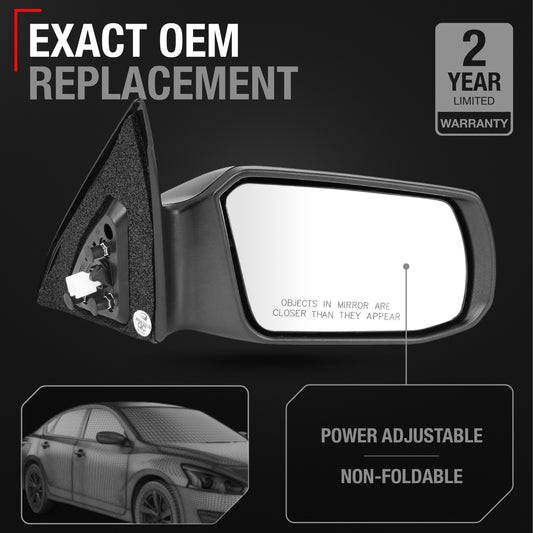 Nissan Altima Mirror Replacement, Passenger Side - Non-Foldable, Convex Glass, Smooth Black Housing - Passenger Side Mirror