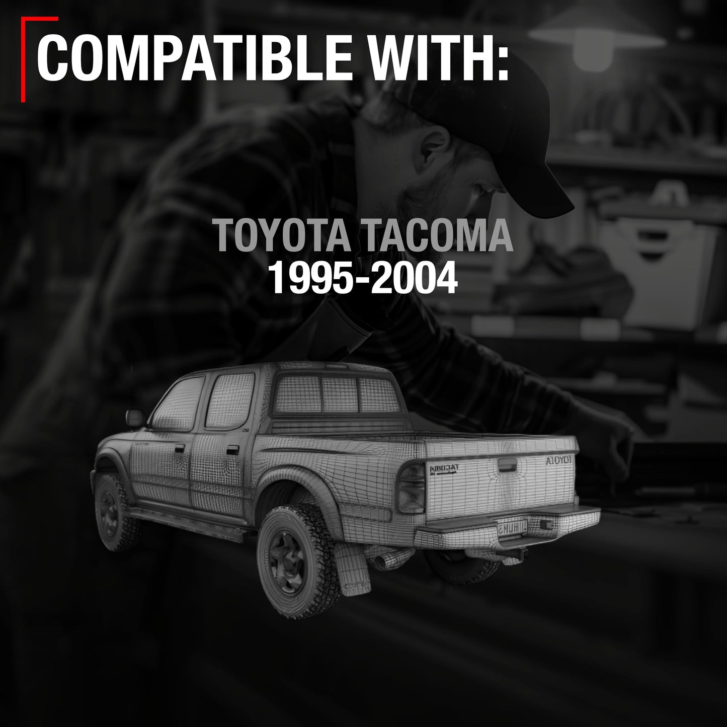 1995-2004 Toyota Tacoma Exterior Front Driver Door Handle Replacement - Chrome Lever Plastic - Front Driver Door Handle