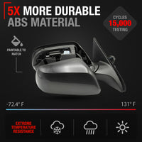 Passenger Side Power Adjustable Side View Mirror - Compatible with 2016-2022 Honda HR-V - Power Adjust, Non-Heated, Manual Folding - Paintable Housing - OEM 76208T7W305