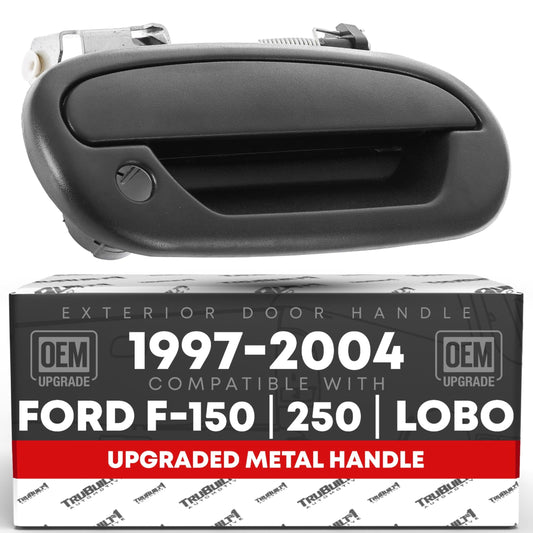 Ford F-150 F-250 Lobo Passenger Front Door Handle - Exterior, Textured Black, Metal Upgrade - Front Passenger Side Handle